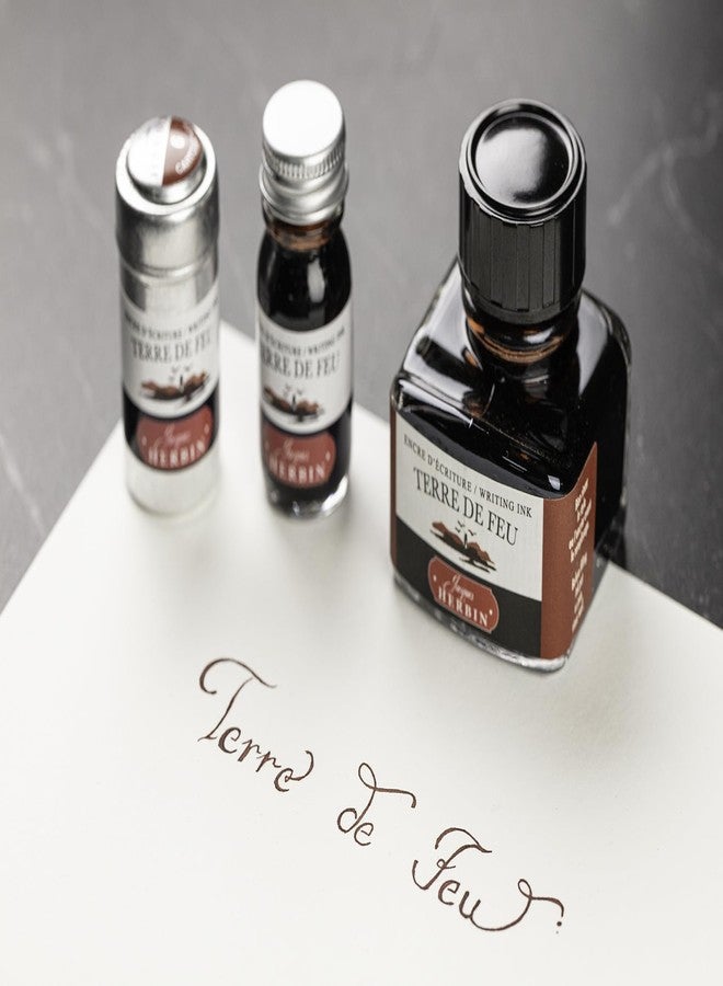 Jacques Herbin Ink Bottle - Terre de Feu - 10ML - Brown Dye-Based Ink - Glass Bottle - Image 4