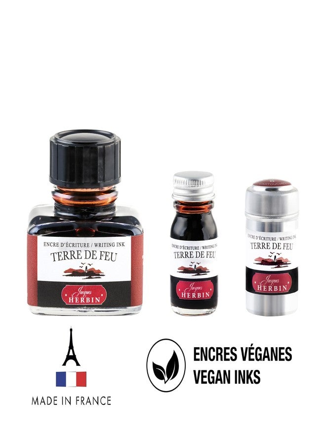 Jacques Herbin Ink Bottle - Terre de Feu - 10ML - Brown Dye-Based Ink - Glass Bottle - Image 5