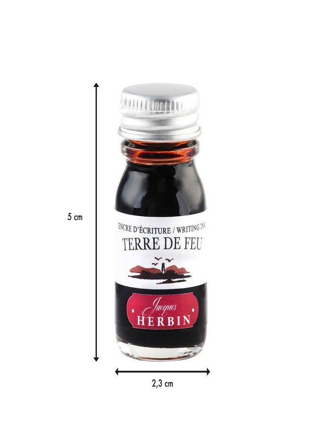 Jacques Herbin Ink Bottle - Terre de Feu - 10ML - Brown Dye-Based Ink - Glass Bottle - Image 2