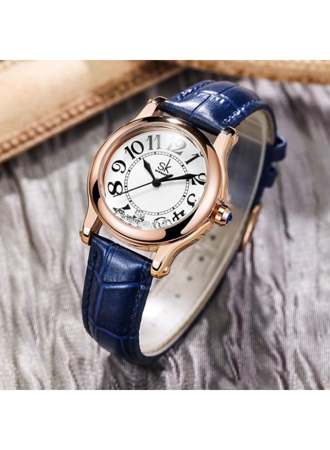 SHENGKE Casual Fashion Women's Watch Easy-to-Read Dial 12-Hour Display Round Case Analog Wrist Watch Soft and Breathable Leather Strap - Image 4