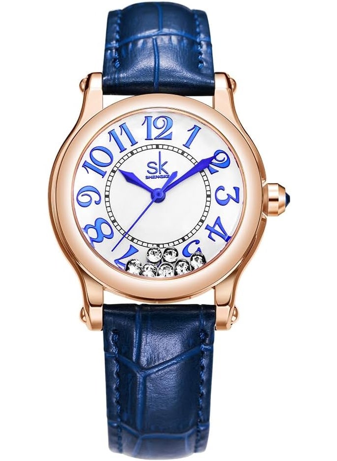 SHENGKE Casual Fashion Women's Watch Easy-to-Read Dial 12-Hour Display Round Case Analog Wrist Watch Soft and Breathable Leather Strap - Image 5