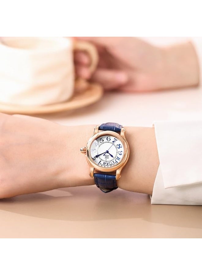 SHENGKE Casual Fashion Women's Watch Easy-to-Read Dial 12-Hour Display Round Case Analog Wrist Watch Soft and Breathable Leather Strap - Image 2