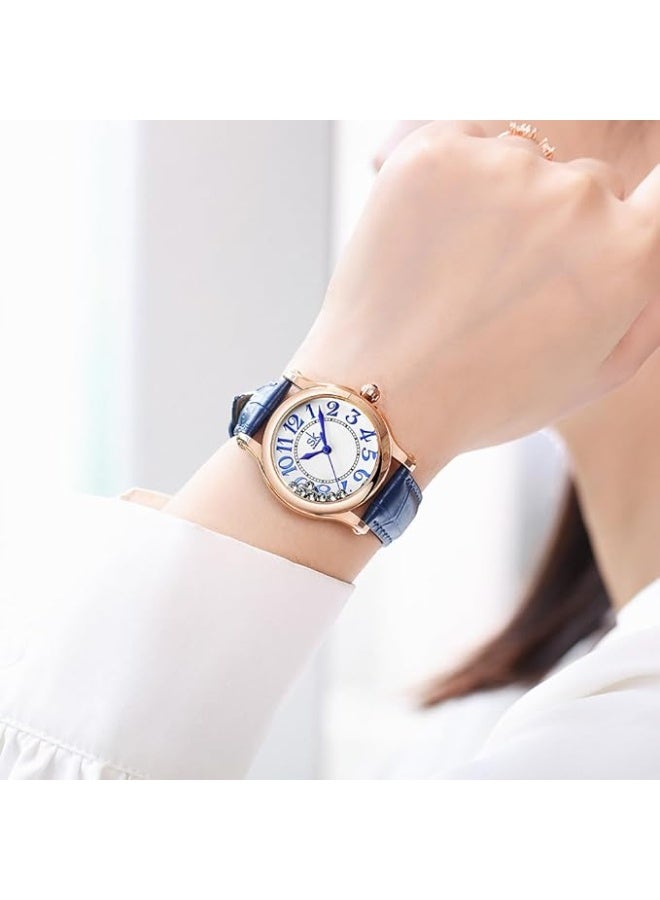 SHENGKE Casual Fashion Women's Watch Easy-to-Read Dial 12-Hour Display Round Case Analog Wrist Watch Soft and Breathable Leather Strap - Image 1