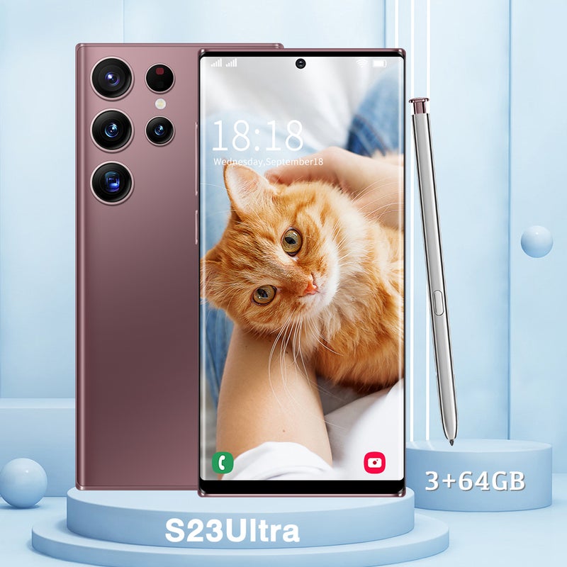 Generic (Unbranded) هاتف S23 Ultra بشاشة HD مقاس 6.7 بوصة وذاكرة RAM سعة 3 جيجابايت وذاكرة ROM سعة 64 جيجابايت وبطارية سعة 2600 مللي أمبير ونظام أندرويد 8.1 بلون ذهبي وقابس أمريكي - Image 1