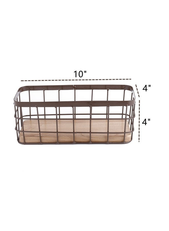 Dicunoy Dicunoy Set of 2 Small Wire Baskets, Narrow Rustic Storage Bin for Bathroom Counter, Farmhouse RectangleOrganizer Tray for Kitchen Countertop, Pantry, RV, School Classrooms, Office Decorative  - Image 2