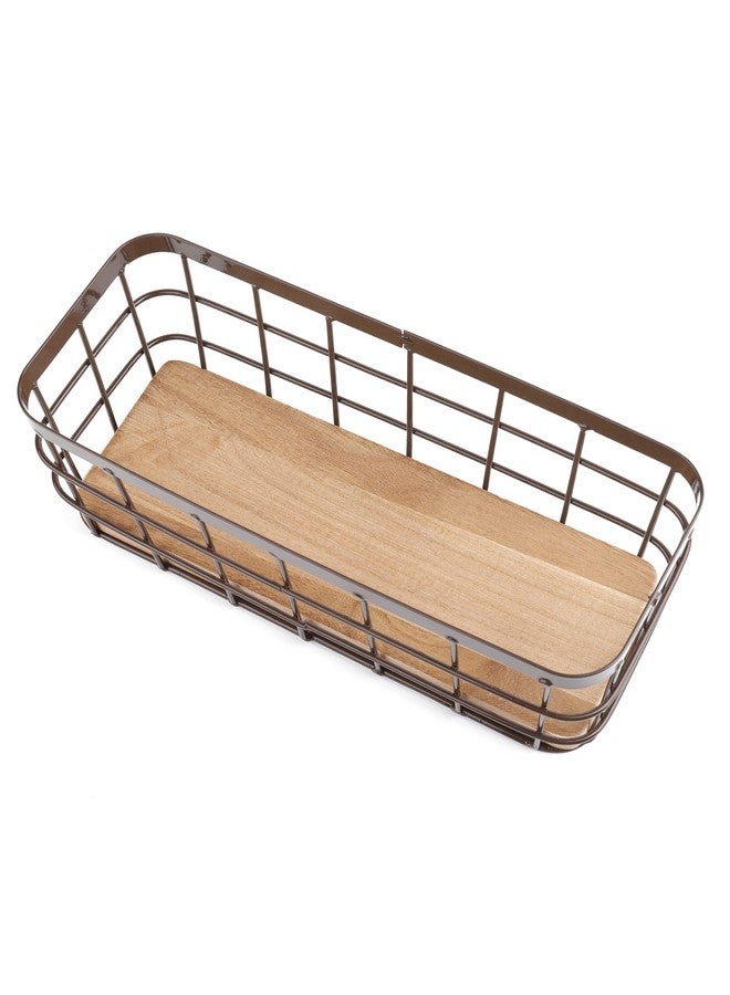 Dicunoy Dicunoy Set of 2 Small Wire Baskets, Narrow Rustic Storage Bin for Bathroom Counter, Farmhouse RectangleOrganizer Tray for Kitchen Countertop, Pantry, RV, School Classrooms, Office Decorative  - Image 3