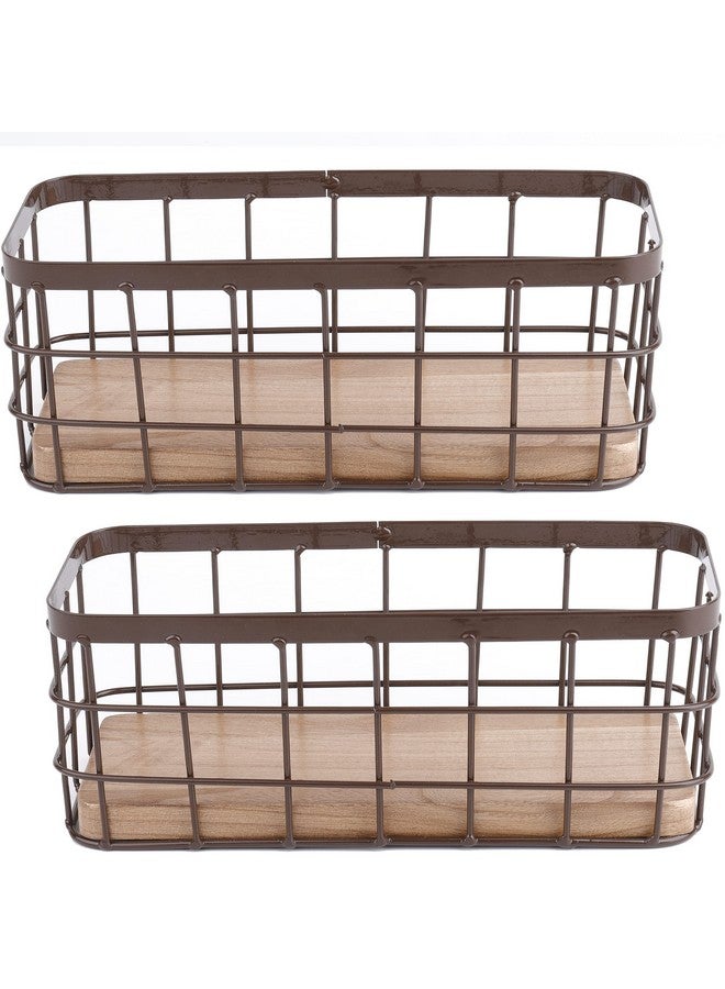 Dicunoy Dicunoy Set of 2 Small Wire Baskets, Narrow Rustic Storage Bin for Bathroom Counter, Farmhouse RectangleOrganizer Tray for Kitchen Countertop, Pantry, RV, School Classrooms, Office Decorative  - Image 1