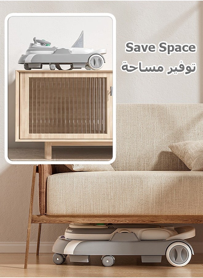 مشاية اطفال - طاولة تغذية - مع لعبة، حاجب شمسي - ارتفاع قابل للتعديل - مساعدة الطفل على المشي - بيبي كار