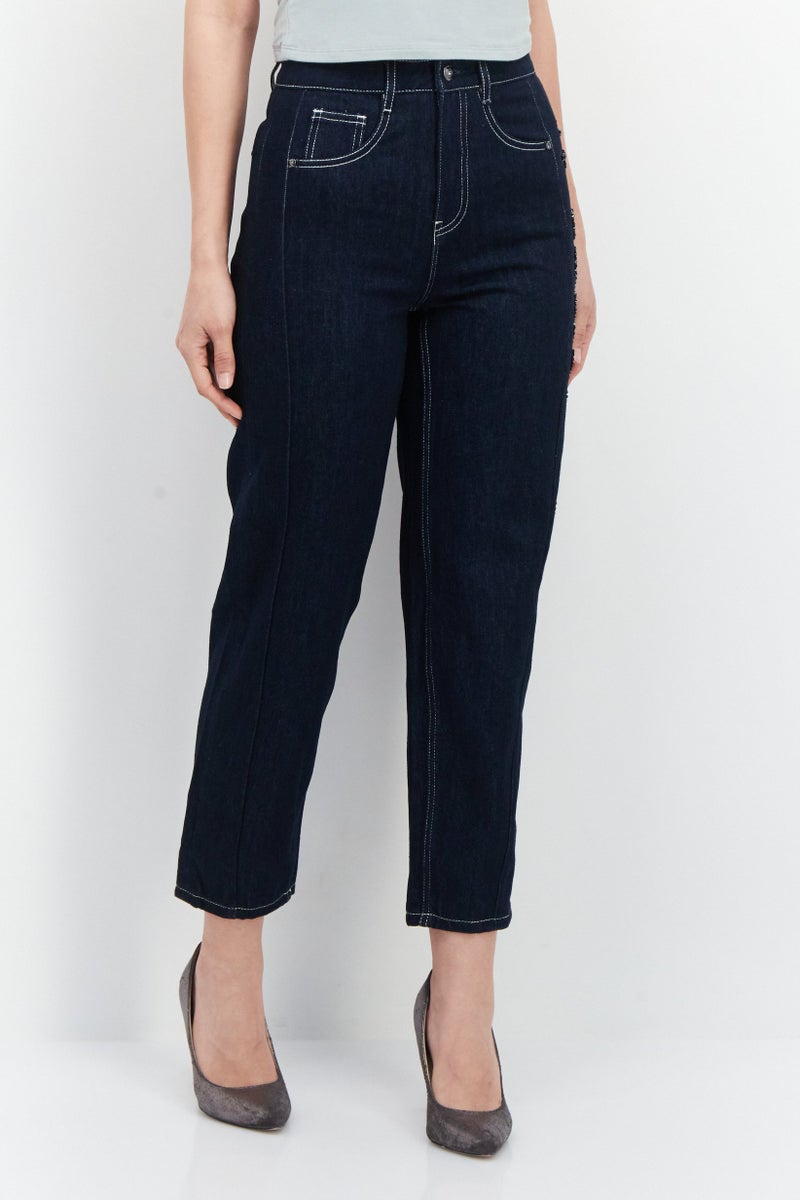 ONLY Women Regular Fit Embellished Jeans, Navy Blue - Image 1
