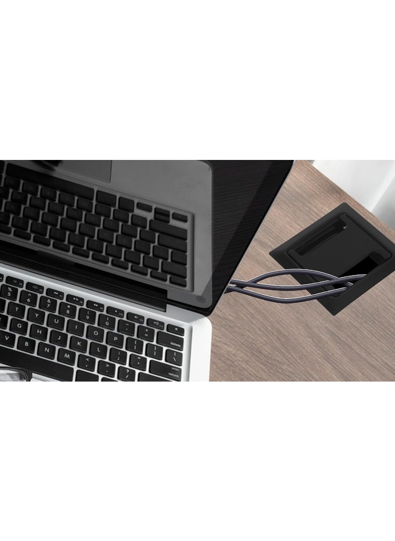 Nixnine Nixnine 25 Inch Stainless Steel Cable ManagerCable Hole Cover GrommetWire Cable Organiser Manager Black Square Pack of 2  - Image 4
