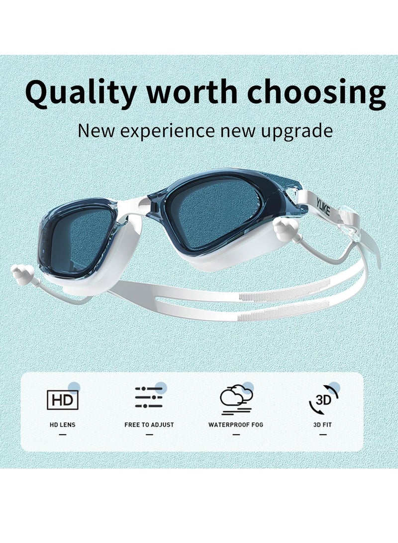 TAPIT Swim Goggles and Cap Set Men Women Adult Swimming Goggles for Men UV Protection Silicone Swim Cap No Leaking Anti Fog Swim Goggles for Adult Bring earplugs (Black) - Image 2