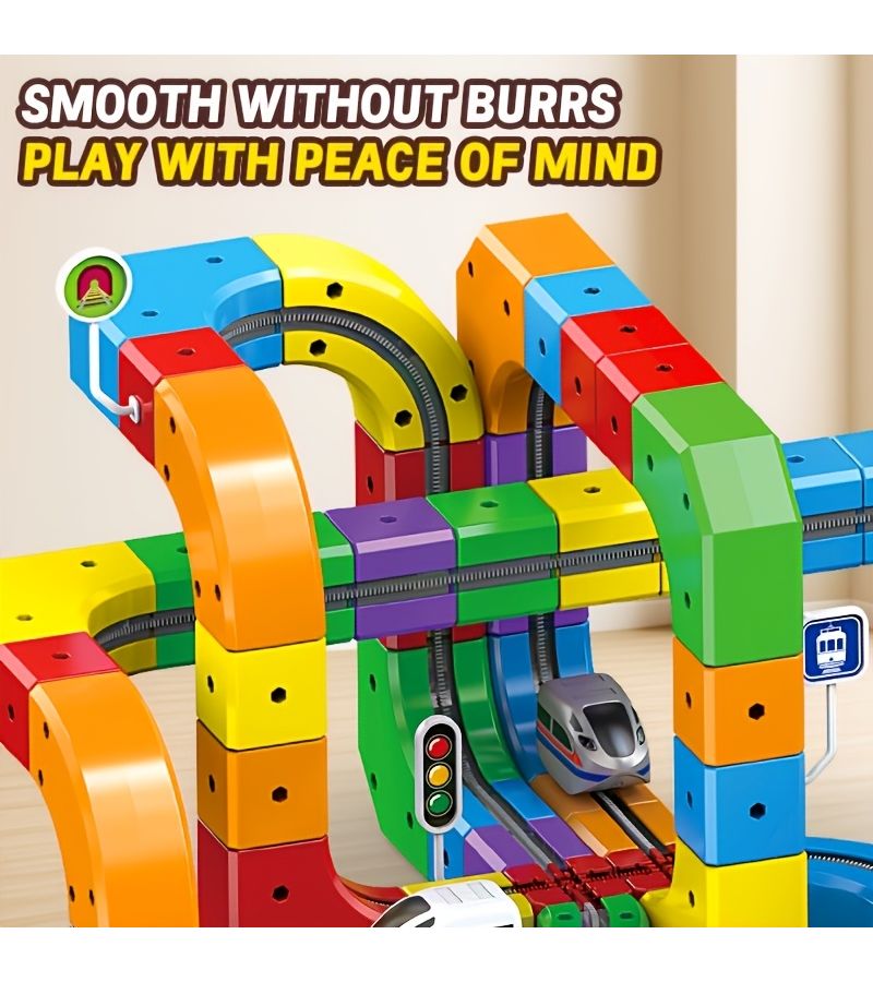 98Pcs 3D Transformable Magnetic Track Train Set Educational Toy for Kids - Image 4