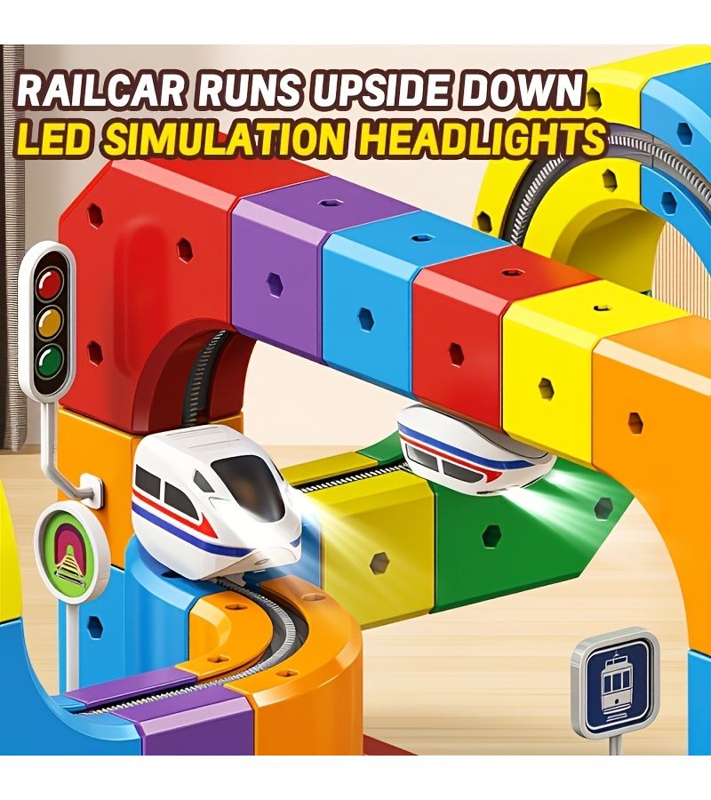 98Pcs 3D Transformable Magnetic Track Train Set Educational Toy for Kids - Image 2