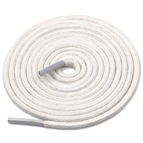 DELELE 2 Pair 39 inch White Round Waxed Oxford Shoe Laces for Dress Shoes and Boots - Image 1