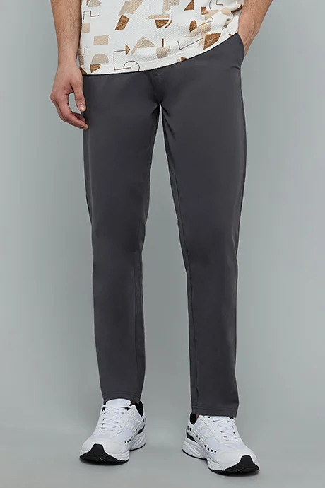 R&B Solid Trackpants with Drawstring Waist