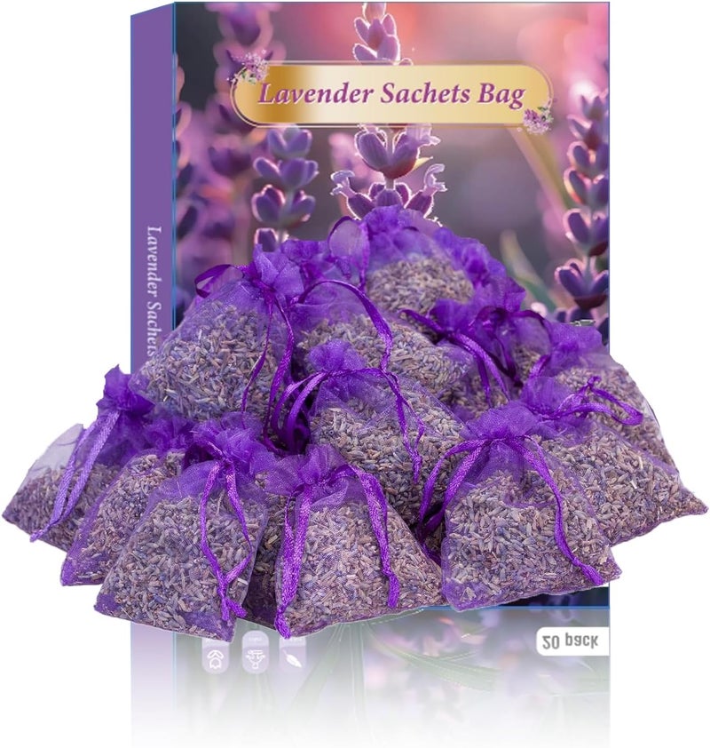 20 Pack Lavender Sachets for Wardrobes, Drawers & Cars – Natural Dried Lavender Bags for Moth Repellent & Long-Lasting Freshness - Image 1