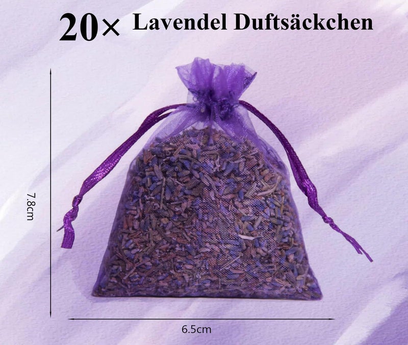 20 Pack Lavender Sachets for Wardrobes, Drawers & Cars – Natural Dried Lavender Bags for Moth Repellent & Long-Lasting Freshness - Image 2