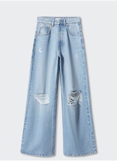 Kids Distressed Wide Leg Jeans
