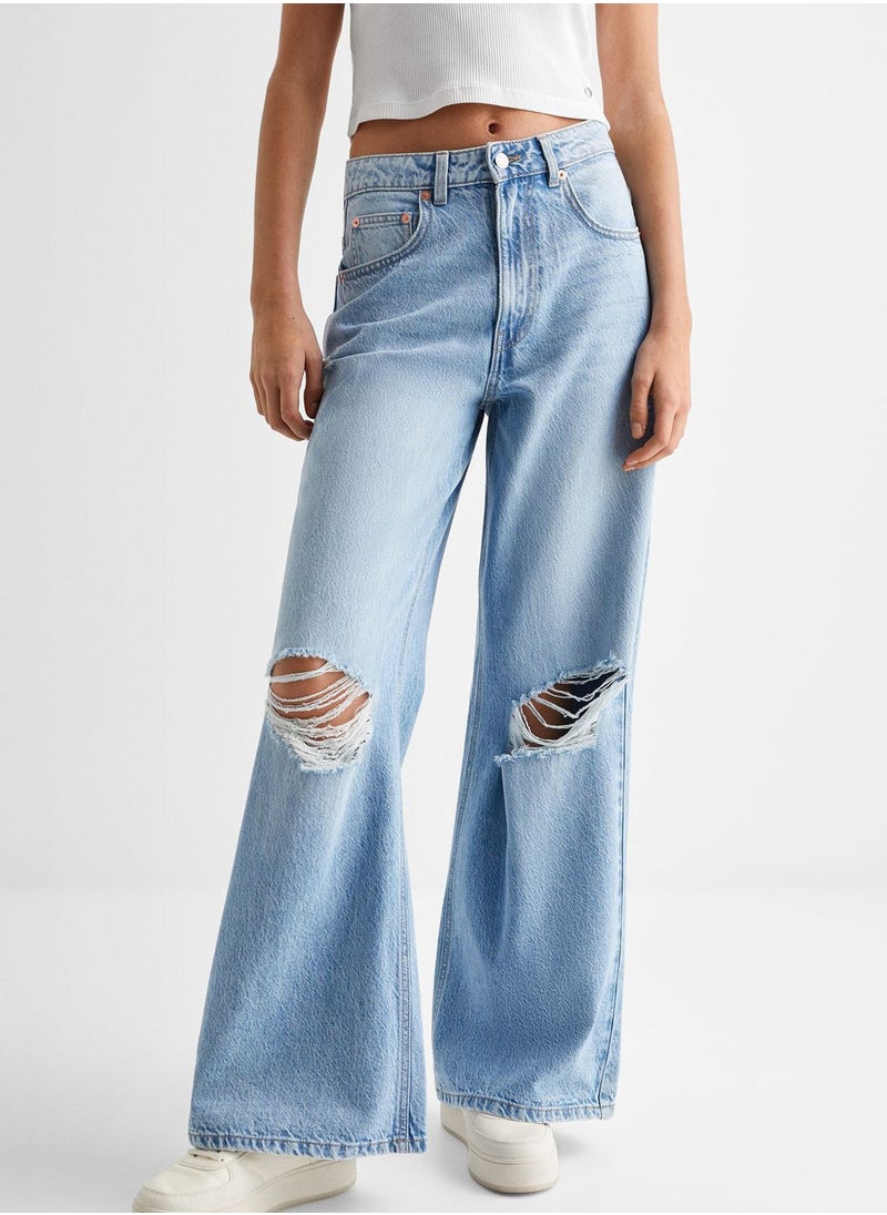 MANGO - Kids Distressed Wide Leg Jeans - Image 1