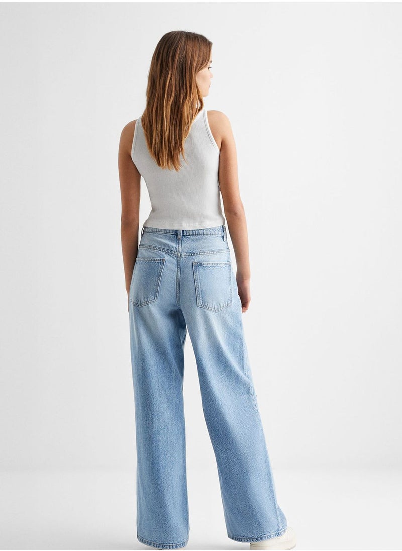 MANGO - Kids Distressed Wide Leg Jeans - Image 1