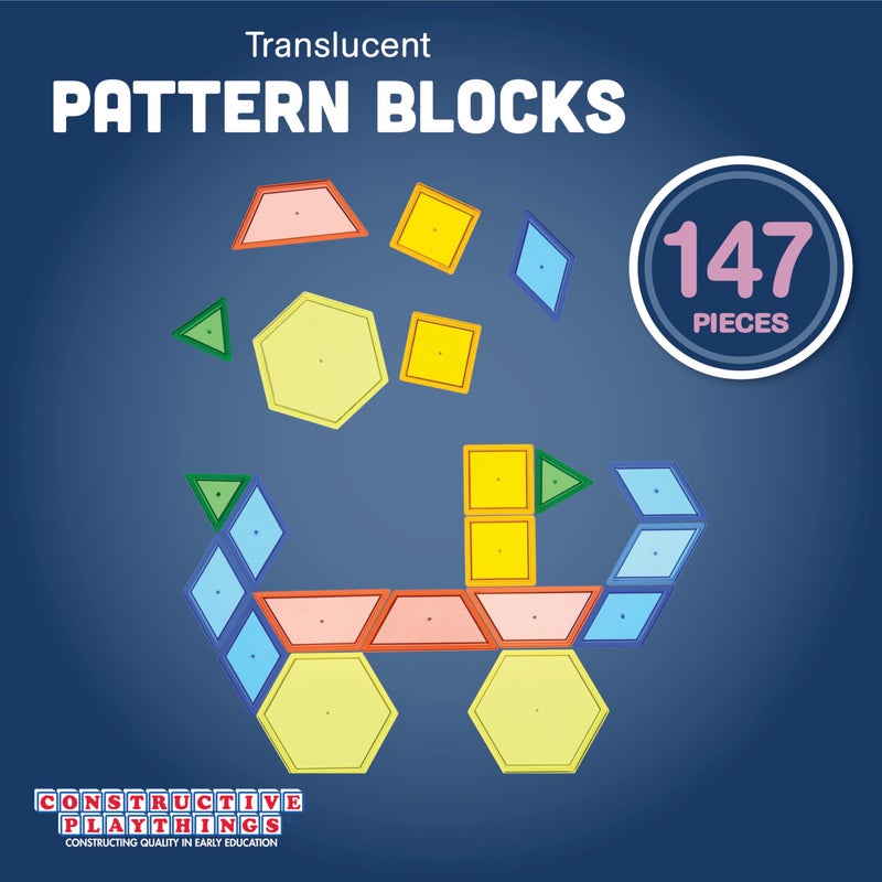Constructive Playthings Translucent Pattern Blocks, Light Table Manipulatives, STEM Toys, Sensory Play, Create, Build and Design, Color Exploration, Set of 147 Blocks, Toys for Kids 3 Years and Up - Image 2