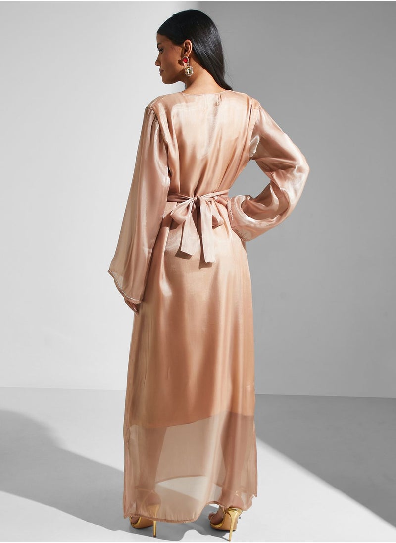 hayas closet - Embellished Belted Jalabiya - Image 1