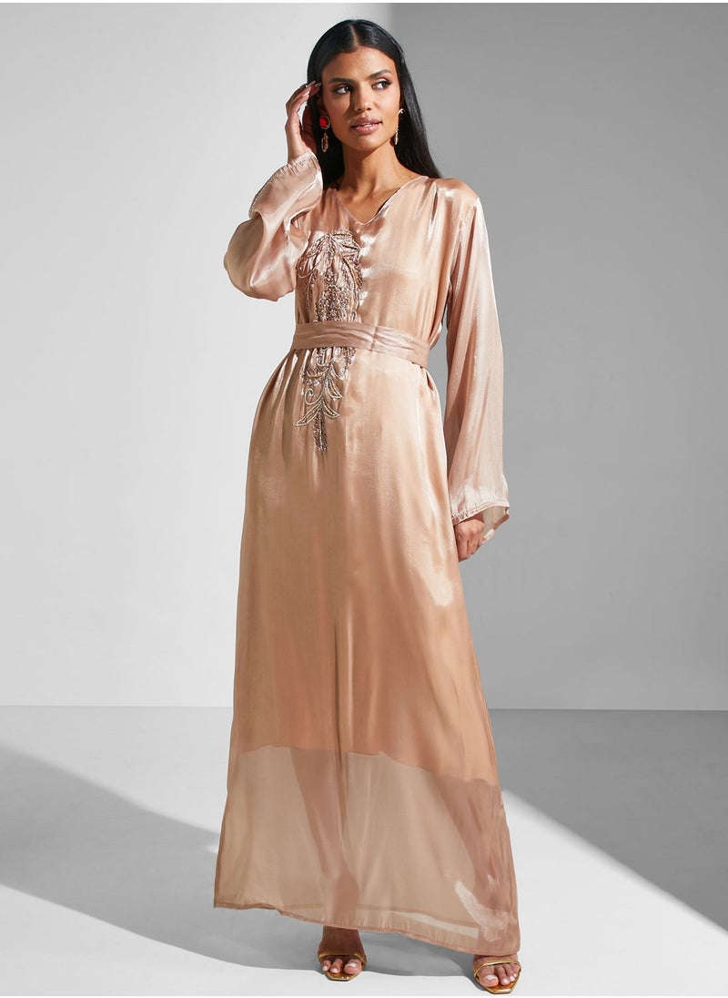 hayas closet - Embellished Belted Jalabiya - Image 1
