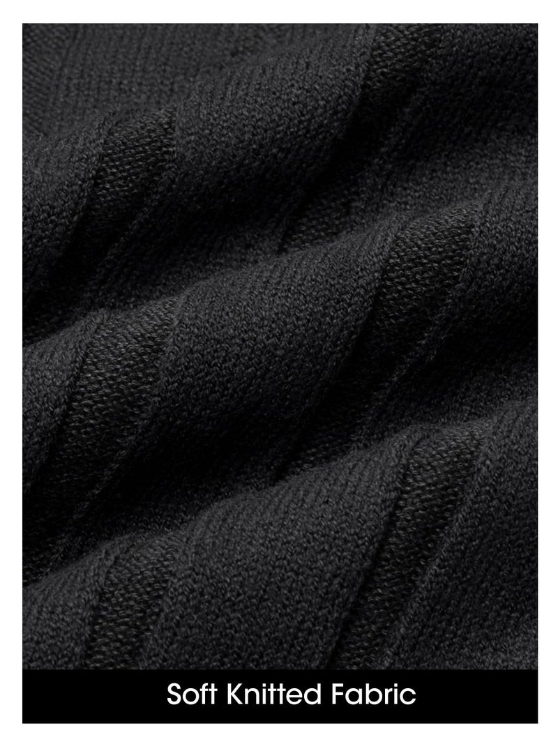 Wenrine Womens Sleeveless Sweater Dress Mock Neck Ribbed Knit Fall Tank Maxi Dresses Pure Black - Image 5