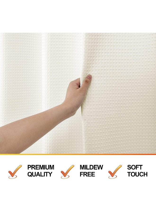 Rubik Premium Shower Curtain Thick Fabric Waffle Weave Design 5-Star Hotel Quality, Waterproof Mildew-proof No Smell Washable with 12 Hooks for Bathroom (Beige, 180 x 200cm)  - Image 5