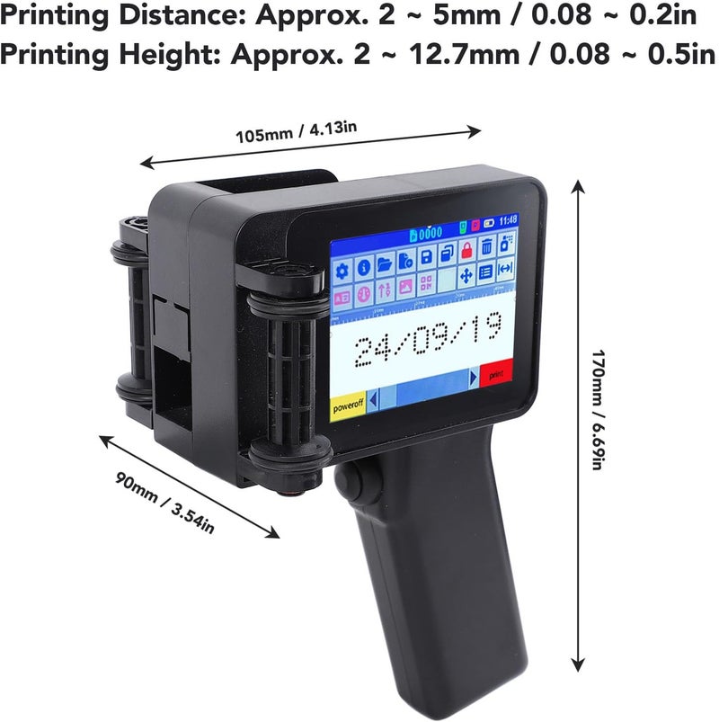 FTVOGUE Handheld Inkjet Printer Portable N6 Model with 4.3 inch HD Touch Screen 12.7mm Printing Height for Barcode QR Code Label Printing on Multiple Materials - Image 2