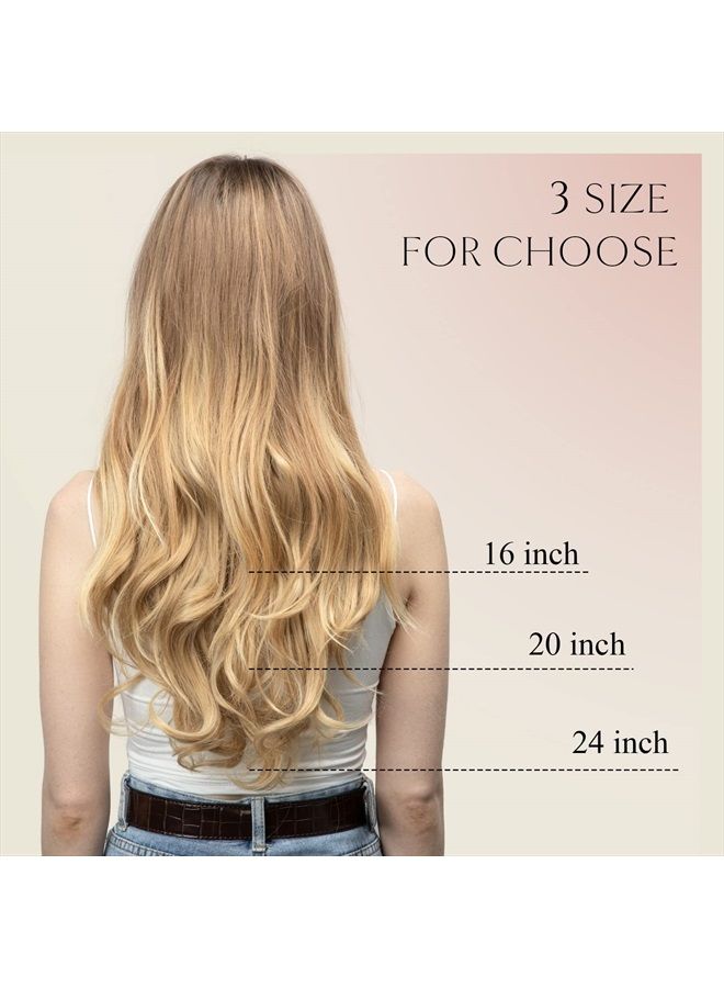 SARLA إضافات شعر صناعية على شكل حرف U مع مشابك، تجعيد مموج، قطعة شعر طويلة كاملة للنساء، بني داكن/شقراء ذهبية، 24 بوصة - Image 5