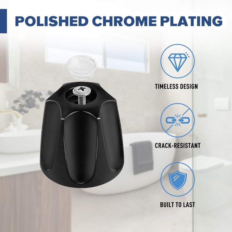 RAWILL Shower knobs 3 Piece Replacement Trim Kit for Pfister Verve - Matte Black Faucet Handles Set with Hot, Cold, Diverter Knobs & Flange Base - Image 3