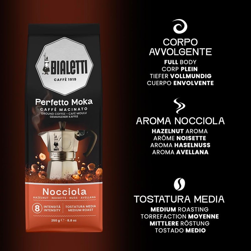 Bialetti - Perfetto Moka Nocciola: Medium Roasting Ground Coffee, Hazelnut Aroma, 8.8 Oz - 250g, Bag with Flavour-Saving Valve - Image 3