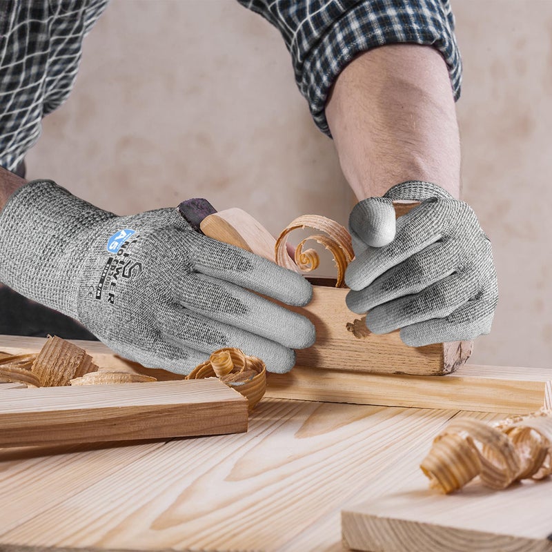 Schwer 12 Pairs ANSI A5 Cut Resistant Work Gloves, Cut Proof Gloves with PU Coating, Used for Metal Fabrication, WoodWorking, Construction, Non Slip, Durable, M, CR3088 - Image 5