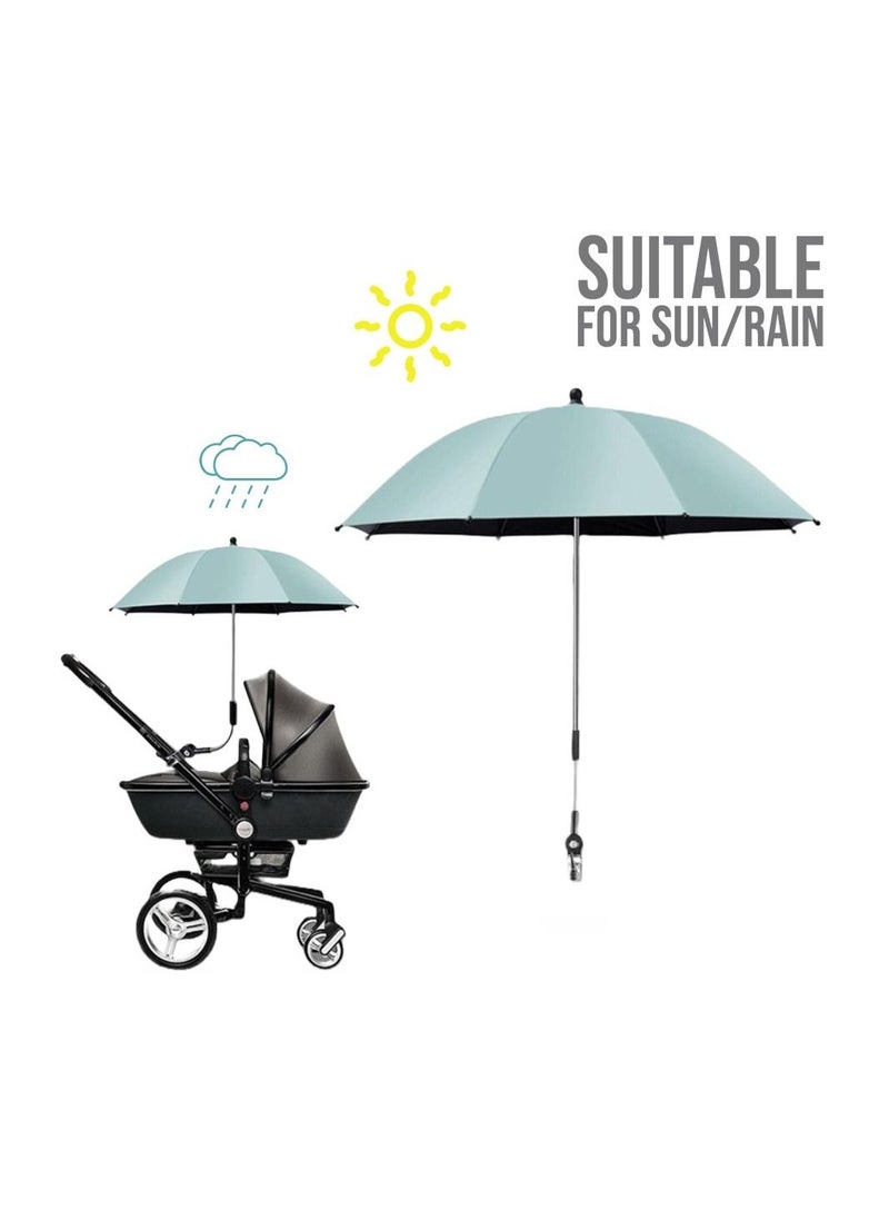 Universal Stroller Umbrella With Holder Clip Clamp, 360 Degree Rotatable - Green