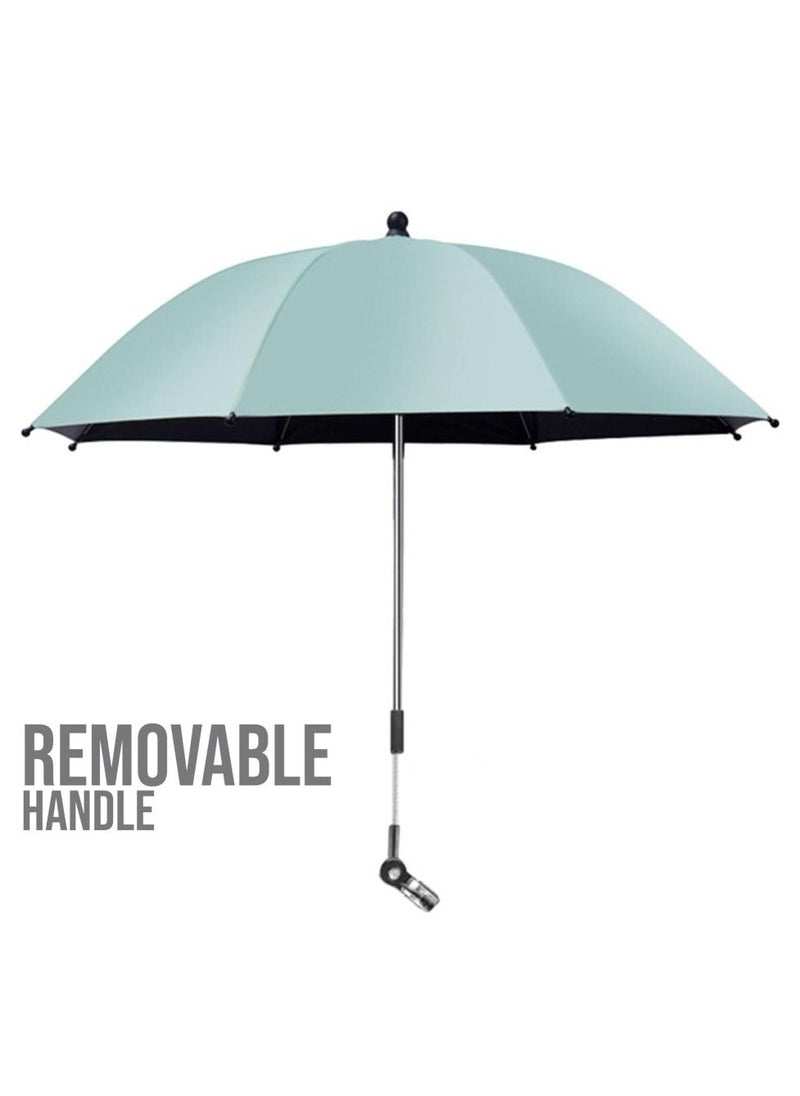 Universal Stroller Umbrella With Holder Clip Clamp, 360 Degree Rotatable - Green