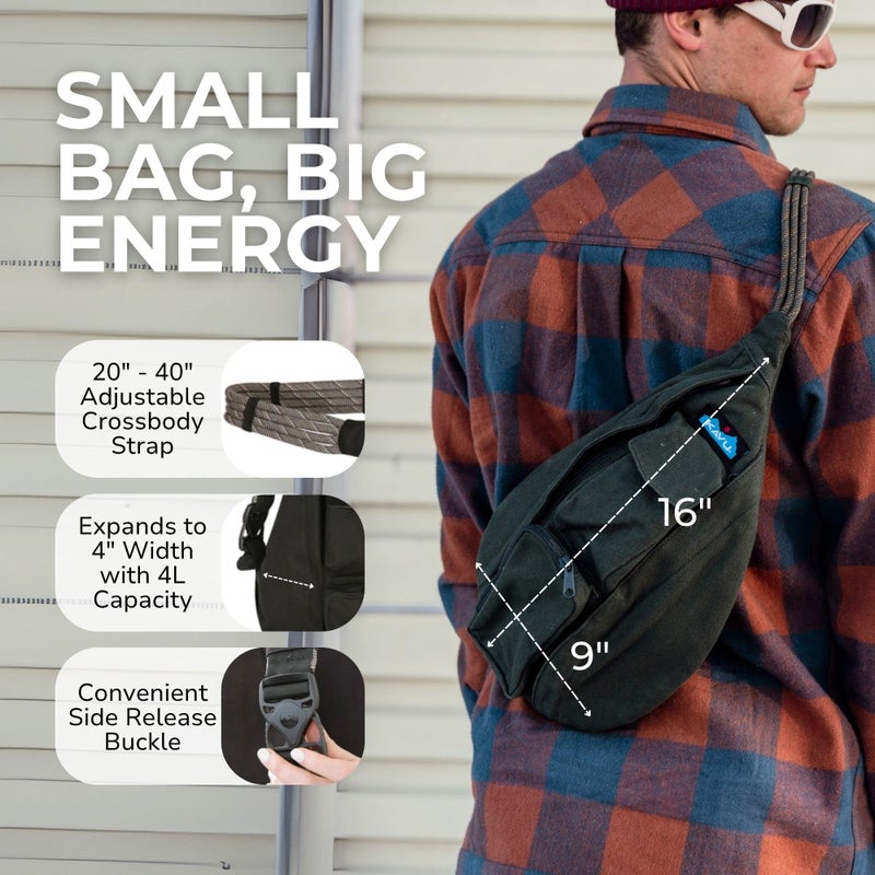 KAVU Mini Rope Bag Cotton Crossbody Sling - Black - Image 4