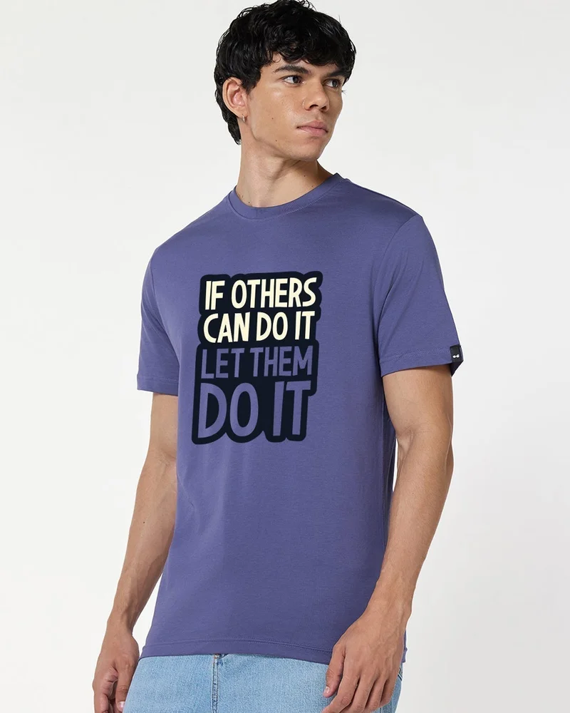 bewakoof Men's Skipper Blue If Others Typography T-shirt