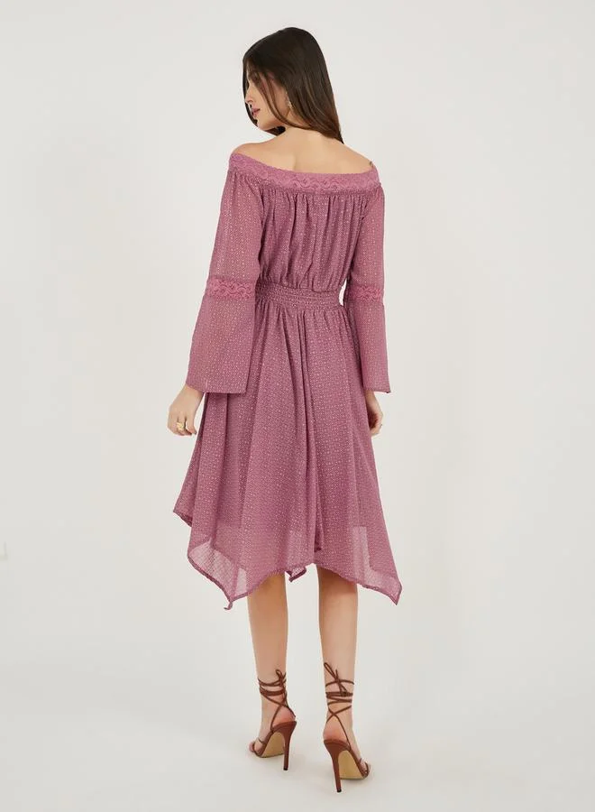 Styli Off-Shoulder A-Line Dress