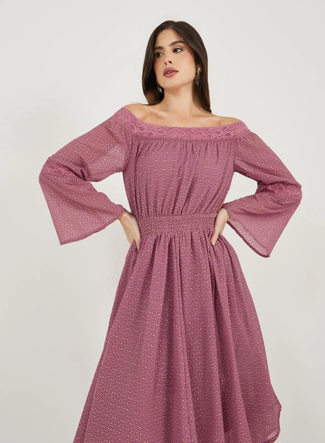 Styli Off-Shoulder A-Line Dress