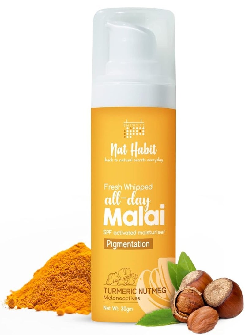 Nat Habit Turmeric Face Malai Cream for Skin Glow, Enhanced with Nutmeg for Pigmentation, 30g - Image 1