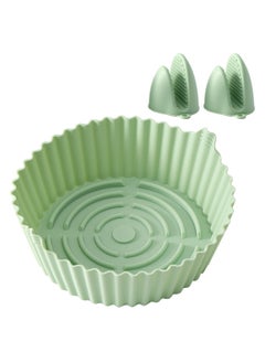 LKTOCAFT Light Green Air Fryer Silicone Pot with Gloves Reusable Easy Cleaning Air Fryer Liner Silicone for Air Fryer Basket 7.9in 19cm  - Image 1