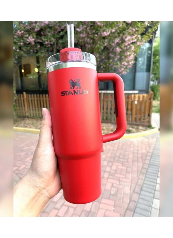 Stanley - Stanley cup Stainless Steel with Lid and Straw for Water Iced Tea,Coffee and Smoothie 887ml - Lava - Image 1