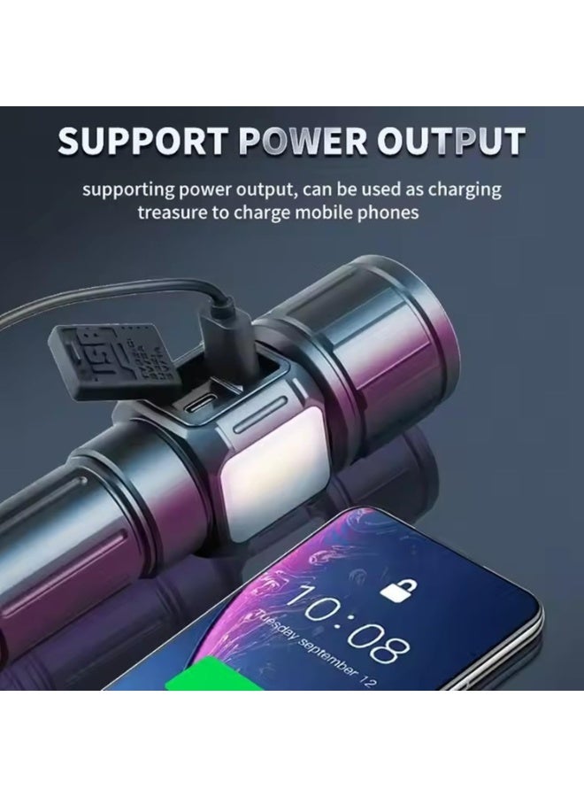 Flashlight for Camping | 9 Modes High Lumens Waterproof and Shockproof Torch Light | 1500 Meters Zoomable 30W LED Camping Accessory | 5000mAh Rechargeable Battery for Up to 10-Hour Usage | Magnetic Base with COB Side Light for Multiple Use Cases - Image 3