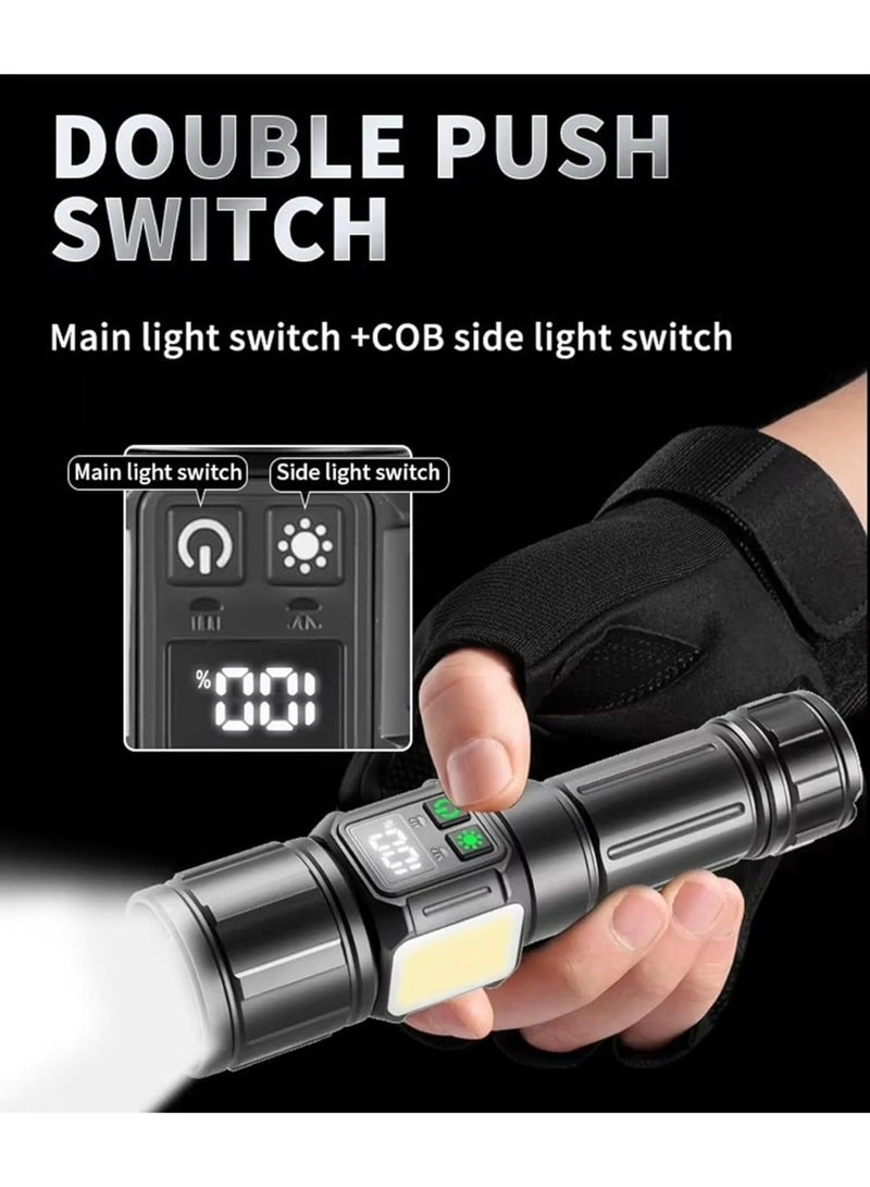 Flashlight for Camping | 9 Modes High Lumens Waterproof and Shockproof Torch Light | 1500 Meters Zoomable 30W LED Camping Accessory | 5000mAh Rechargeable Battery for Up to 10-Hour Usage | Magnetic Base with COB Side Light for Multiple Use Cases - Image 5