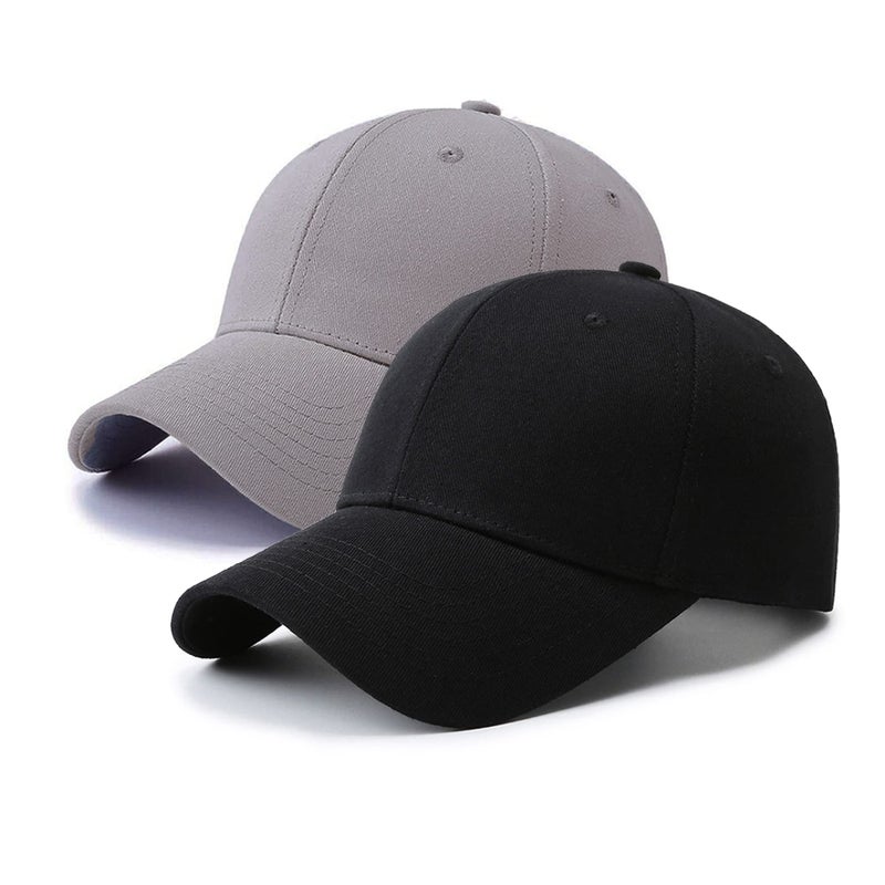PFFY 2 Packs Baseball Cap Golf Dad Hat for Men and Women Hat Black+Grey - Image 1