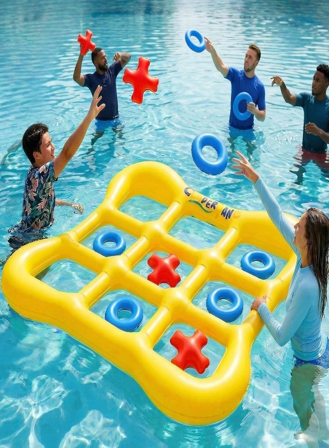 Conderyang Pool Games Set Giant Inflatable Tic-Tac-Toe Board with 10 Balls 2-10 Players 4.6 Ft Foldable Floating Water Toys Outdoor Play Pool Toys for Summer Swimming Pools Family Reunion Games Party - Image 1