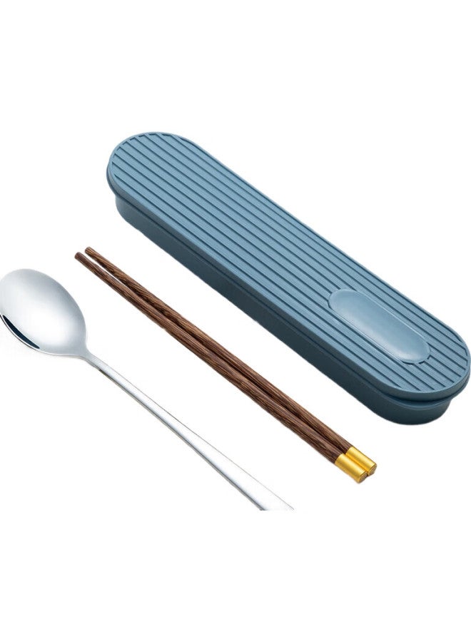JD.com Jingzao Chopsticks, Tableware Set For Students, Stainless Steel Fork And Wooden Chopsticks, Two-Piece Set, Food-Grade Portable Cutlery For Office Workers - Image 1