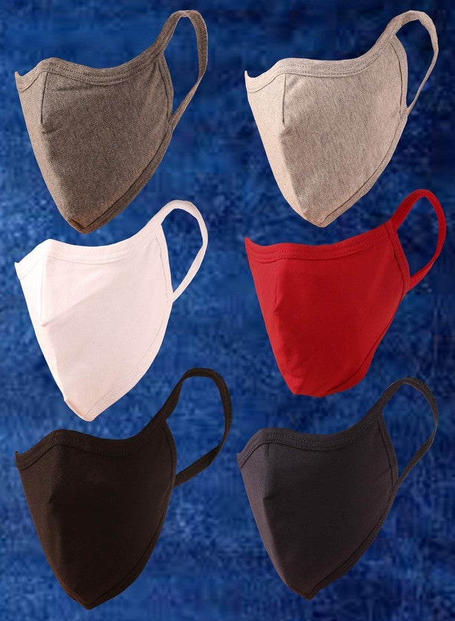 تتش ستون قناع وجه واقي من التلوث والضباب الدخاني والبرد والسعال من تاتشستون، مصنوع من القطن الناعم المحبوك - مقاس متوسط مريح، قابل للغسل، طبقتان. (عبوة من 6 أقنعة). أسود، رمادي، أحمر، أبيض، أزرق - Image 2