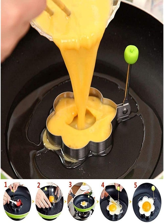 NIDY® Fried Egg Mold Rings DIY Kitchen Cooking Tools for Breakfast Stainless Steel. 10Pcs-Star-Circle-Flower-Heart-Bear-Horse-Mickey-Hen-Elephant-Apple Set of 10 - Image 4